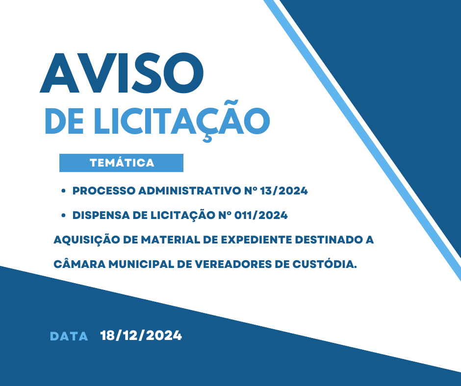 AVISO DE PRETENSA CONTRATAÇÃO DIRETA Processo Nº: 013/2024. CMV. Dispensa Nº DV011/2024